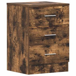 vidaXL Bedside Cabinet Smoked Oak 38x35x56 cm Engineered Wood