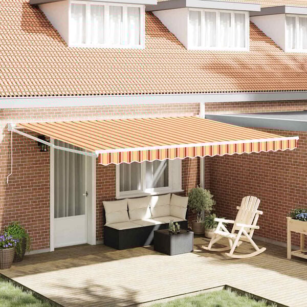 vidaXL Awning Yellow and Orange 450 x 300 x 165 cm Polyester and Metal