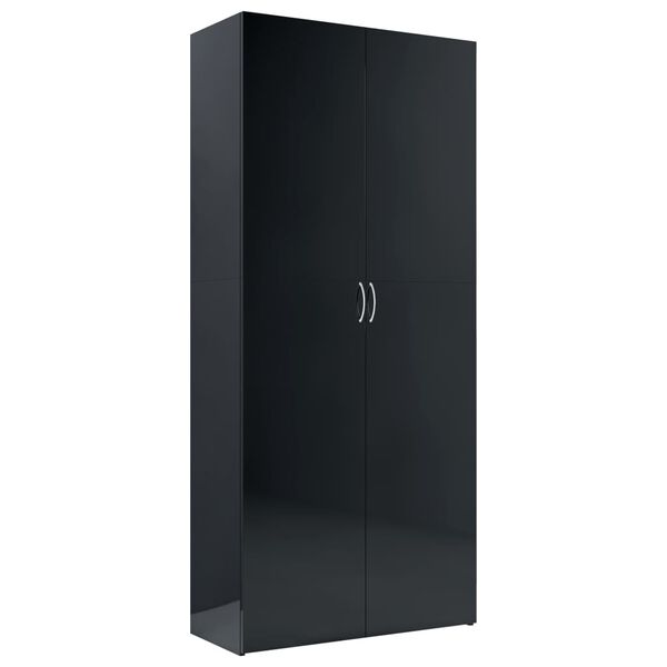 vidaXL Storage Cabinet High Gloss Black 80x35.5x180 cm Engineered Wood