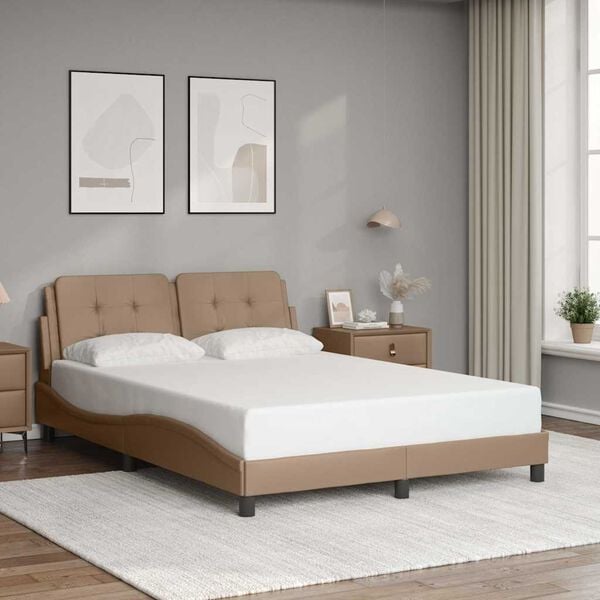 vidaXL Bed Frame without Mattress "Zadar" Cappuccino 140x200 cm Faux Leather