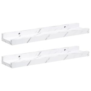 vidaXL Wall Shelf 2 pcs White Marble 40 x 9 x 3 cm Engineered Wood