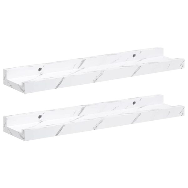 vidaXL Wall Shelf 2 pcs White Marble 40 x 9 x 3 cm Engineered Wood