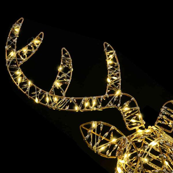 vidaXL Reindeer Pull Sleigh with 140 LEDs Warm white 60 cm Rattan