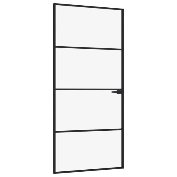 vidaXL Interior Door Black 93x201.5 cm Tempered Glass&Aluminium
