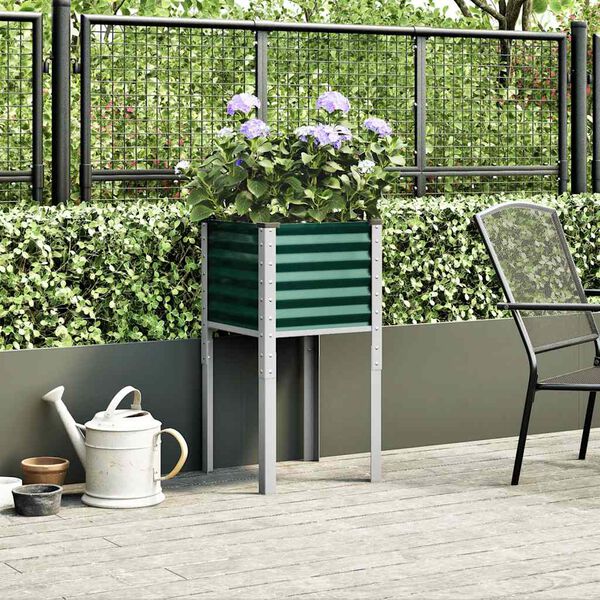 vidaXL Garden Planter Green 45x45x88 cm Steel