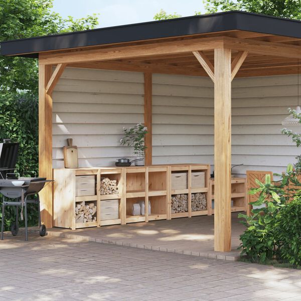 vidaXL Outdoor Kitchen Cabinets MEPPEL 3 pcs Solid Wood Pine