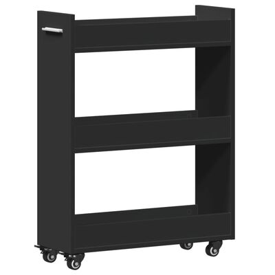 vidaXL Cabinet with Wheels Black 60x22x79 cm Engineered Wood