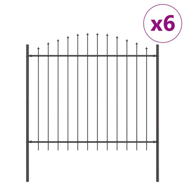 vidaXL Garden Fence 6 pcs Grey 170 x 190 cm Powder-Coated Steel