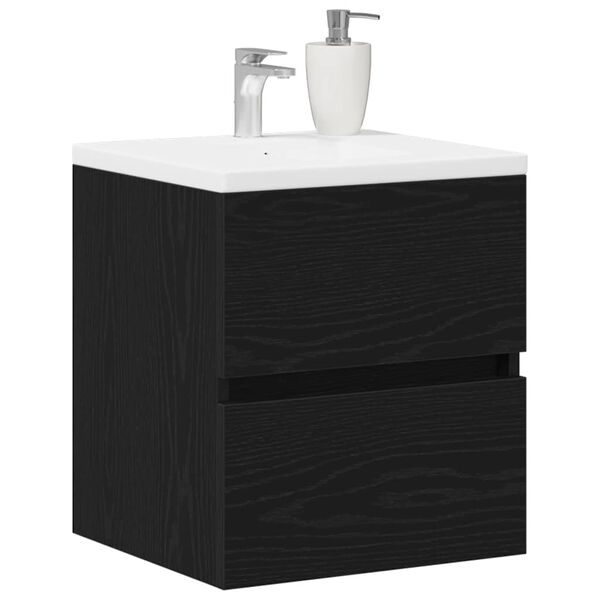 vidaXL Bathroom Sink Cabinet Black Oak 41x38.5x45 cm Engineered Wood