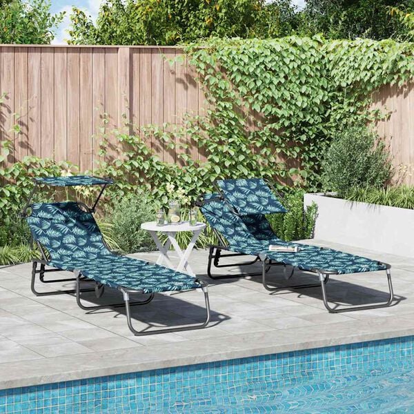 vidaXL Folding Sun Lounger 2 pcs Multicolour 190 x 57 x 81 cm Oxford