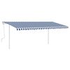 vidaXL Manual Retractable Awning with Posts 5x3 m Blue and White