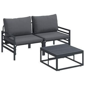 vidaXL Garden Sofa Set 3 pcs Black Steel