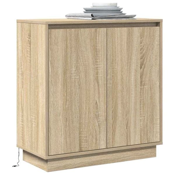 vidaXL LED Sideboard Sonoma Oak 71 x 34.5 x 75 cm Engineered Wood