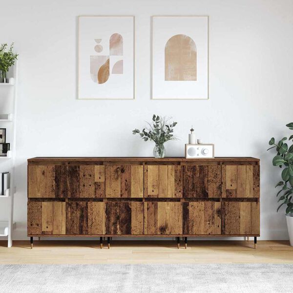 vidaXL Storage Cabinet 3 pcs Old Wood 60 x 35 x 70 cm