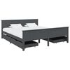 vidaXL Bed Frame without Mattress Dark Grey Solid Wood Pine 200x200 cm (322208+2x321990)