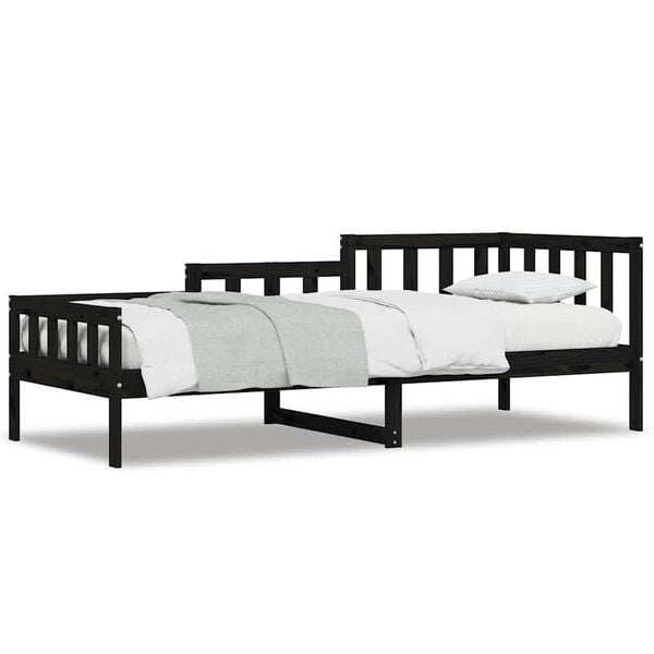 vidaXL Day Bed without Mattress Black 80x200 cm Solid Wood Pine