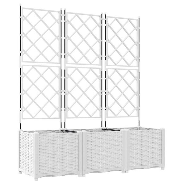 vidaXL Garden Planter 3 pcs White 120 x 40 x 143 cm Steel
