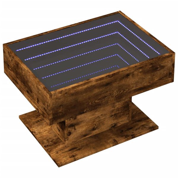 vidaXL Coffee Table with LED Smoked Oak 70x50x45 cm Engineered Wood