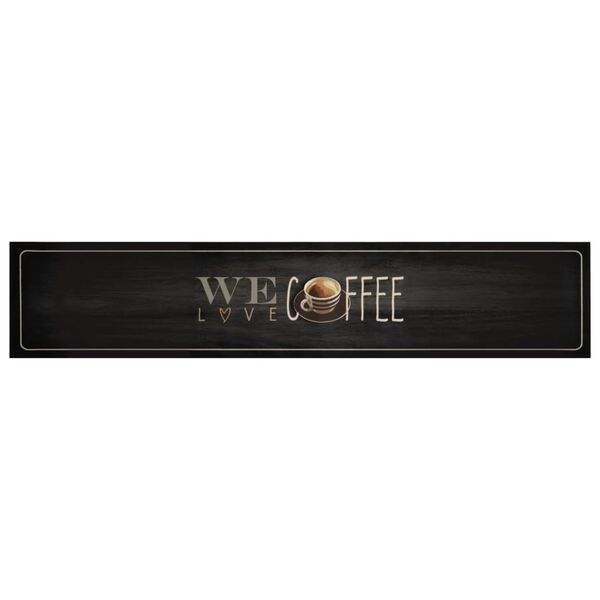 vidaXL Kitchen Rug Washable Coffee Text 60x300 cm Velvet