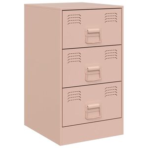 vidaXL Bedside Cabinet Pink 34.5x39x62 cm Steel