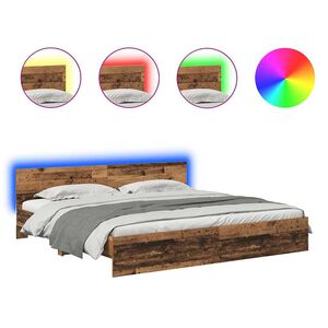 vidaXL Bed Frame with Headboard Old Wood 200 x 200 cm Engineered Wood