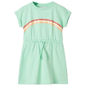 Kids' Dress with Drawstring Bright Green 116
