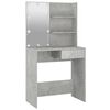 vidaXL Dressing Table with LED Concrete Grey 74.5x40x141 cm
