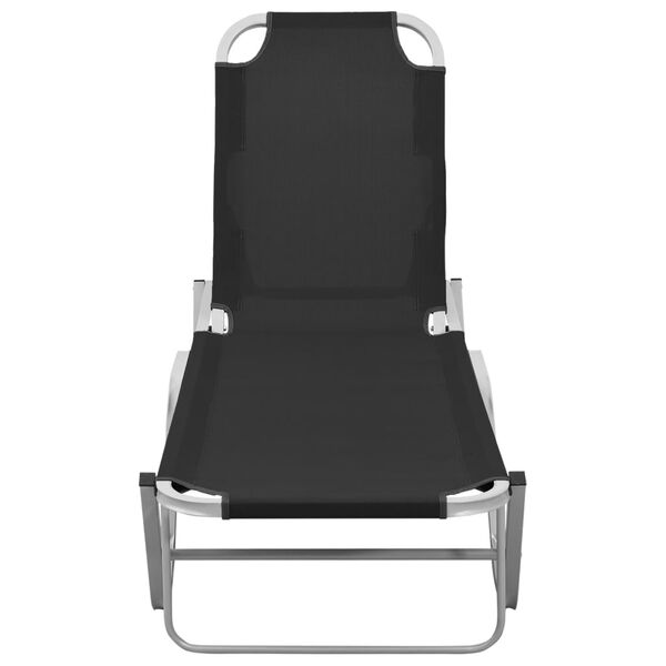 vidaXL Sun Lounger Aluminium and Textilene Black