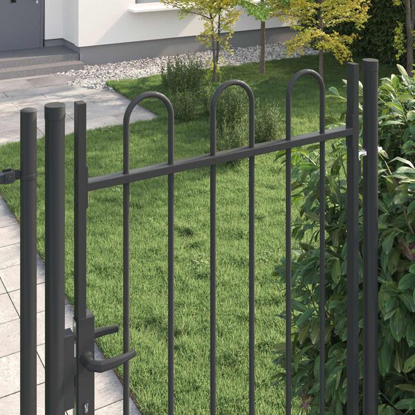 vidaXL Fence Gate with Lock Grey 103 x 250 cm Powder-Coated Steel