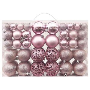 vidaXL 100 Piece Christmas Ball Set Pink