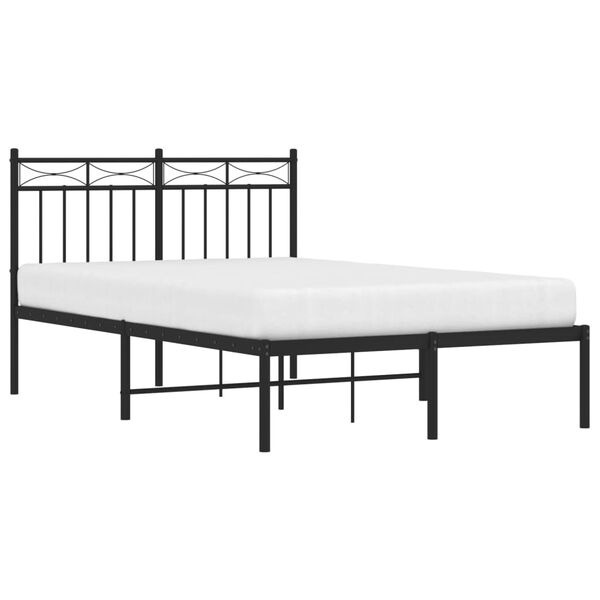 vidaXL Metal Bed Frame without Mattress with Headboard Black 120x200cm