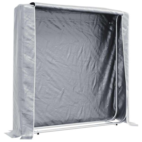 vidaXL Firewood Rack with Rain Cover 150x25x150 cm Galvanised steel