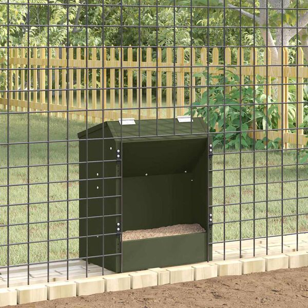vidaXL Rabbit Feeder Olive Green 33.5 x 25.5 x 45.5 cm