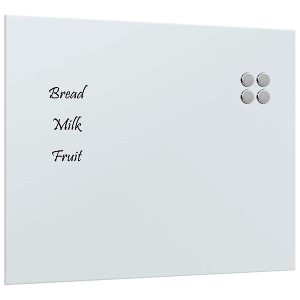 vidaXL Wall-mounted Magnetic Board White 50x40 cm Tempered Glass