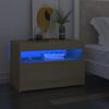 vidaXL Bedside Cabinet & LED Lights Sonoma Oak 60x35x40 cm Engineered Wood