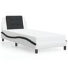 vidaXL Bed Frame without Mattress "Zadar" White and Black 100x200 cm Faux Leather