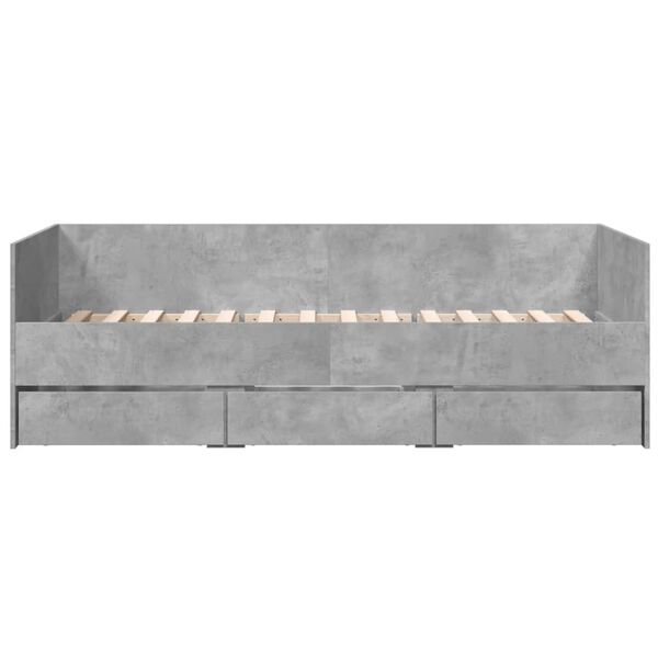 vidaXL Daybed with Drawers without Mattress Concrete Grey 100x200 cm