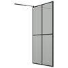 vidaXL Walk-in Shower Wall with Shelf Black 118x190 cm ESG Glass&Aluminium