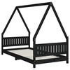 vidaXL Kids Bed Frame Black 90x190 cm Solid Wood Pine
