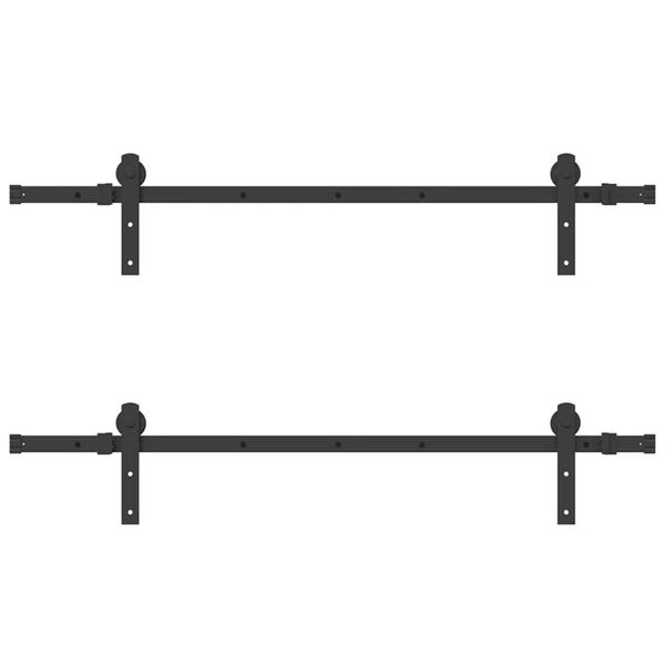 vidaXL Sliding Door Hardware Kit 305 cm Steel Black