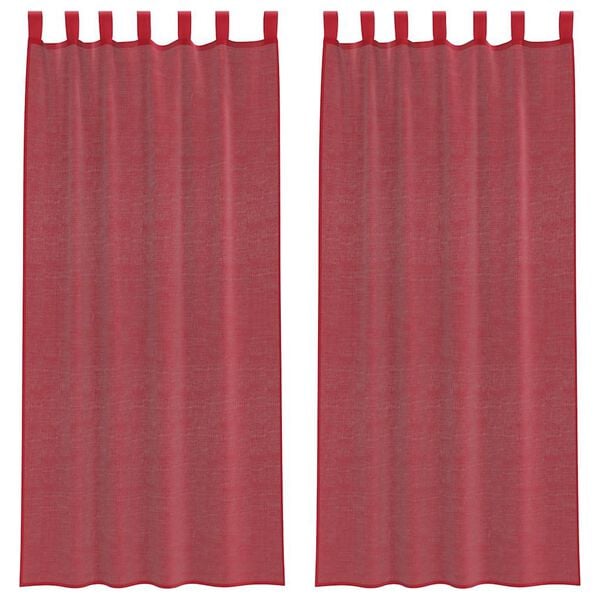 vidaXL Voile Curtains with Loops 2 pcs Wine Red 140x225 cm