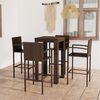 vidaXL 5 Piece Outdoor Bar Set with Armrest Poly Rattan Brown