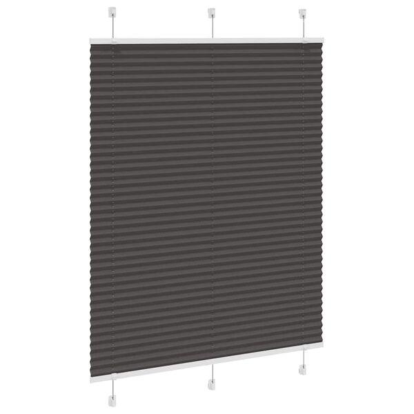 vidaXL Pleated Blind Black 110x100 cm Fabric Width 109.4 cm Polyester