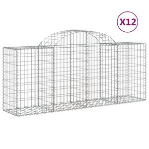 vidaXL Arched Gabion Baskets 12 pcs 200x50x80/100 cm Galvanised Iron