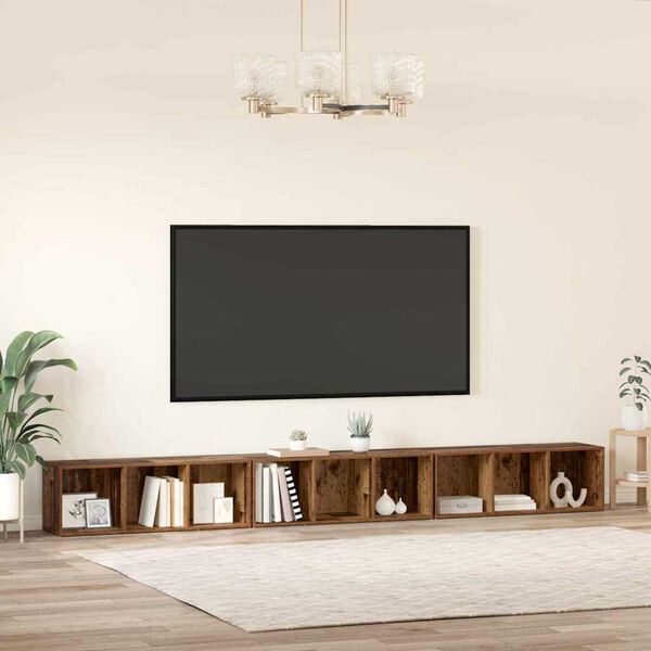 vidaXL TV Cabinet Set Wall-mounted 3 pcs Old Wood 37 x 35 x 107.5 cm