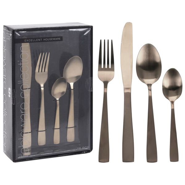 Excellent Houseware 16 Piece Cutlery Set Matte Gold