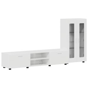vidaXL TV Cabinet Set FLORIN High Gloss White Engineered Wood