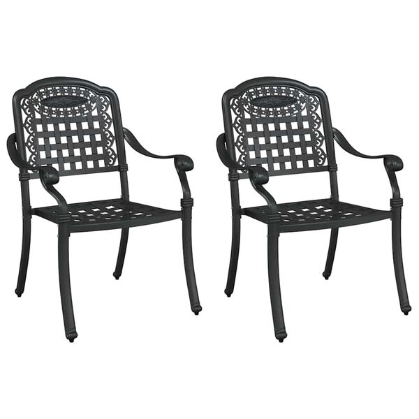 vidaXL Garden Chair 2 pcs Black 55 x 56.5 x 91cm Aluminium