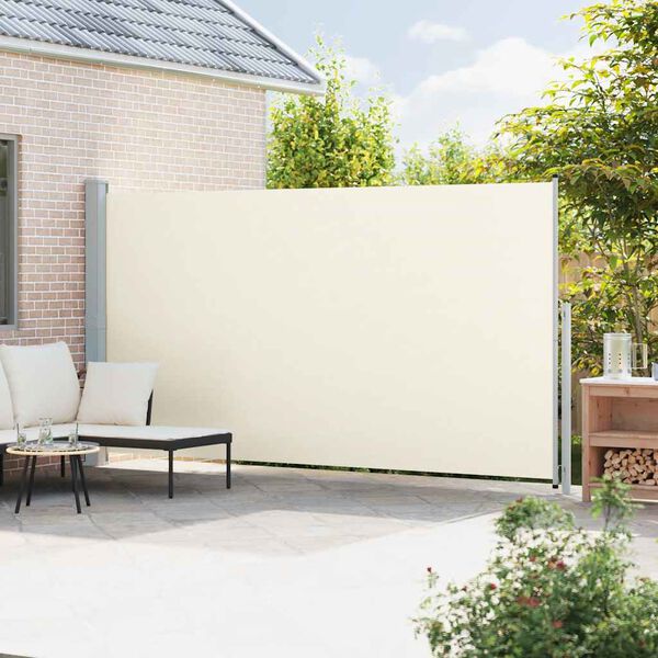 vidaXL Patio Retractable Side Awning 200x500 cm Cream