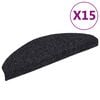 vidaXL Stair Mats Self-adhesive 15 pcs 65x21x4 cm Black Half Round Large